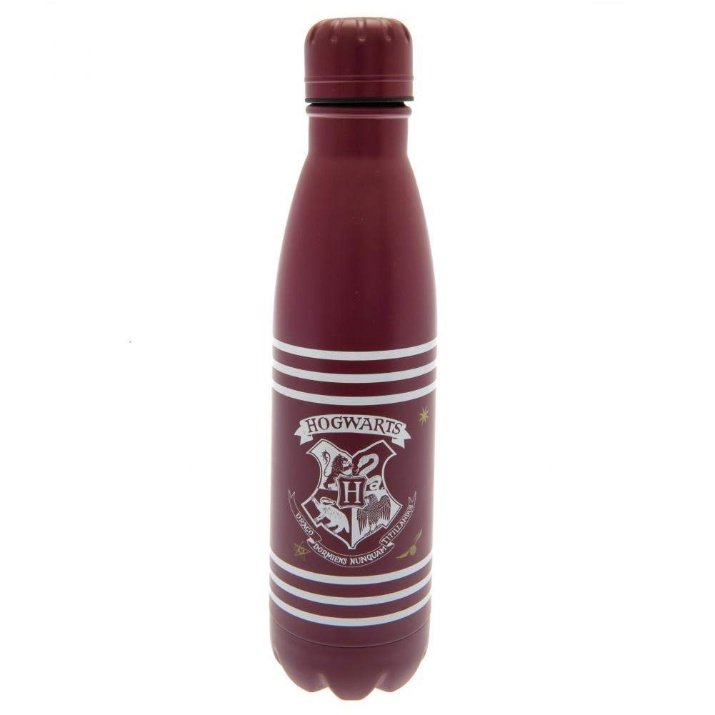 HARRY POTTER Metal Drinks Bottle Hogwarts Crest & Stripes 540ml - Official Merchandise