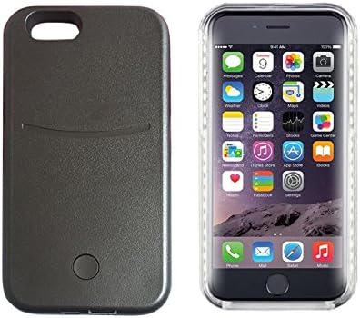 iPhone 6 Plus, Febe iPhone 6 Plus Luminous Style case, [Illuminated] LED Light Up Luxury Fashionable Luminous Cellphone Case for Taking Bright Selfies Crystal Hybrid Case for iPhone 6 Plus - Gun Grey
