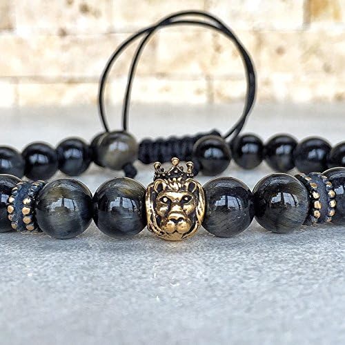 COPPER LION BLACK TIGER EYE MACRAME BRACELET