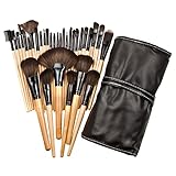 32pcs Makeup Brushes Set Professional Cosmetic Foundation Powder Eyeshadow Brush Kit with Bag (Wooden)