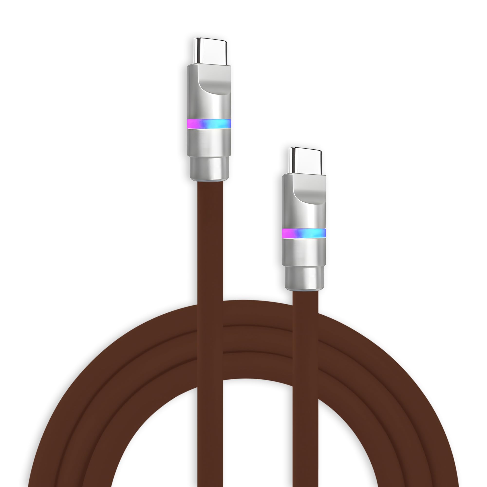 Photo 1 of chubbycable Neon Chubby - Fast Charge Cable with Smart Light RGB Color Gradual Light Up 100W Charging Cord LED USB C Cable Compatible with iPhone 17-15 Series, Chocolate, Type-C to Type-C, 6.6 FT