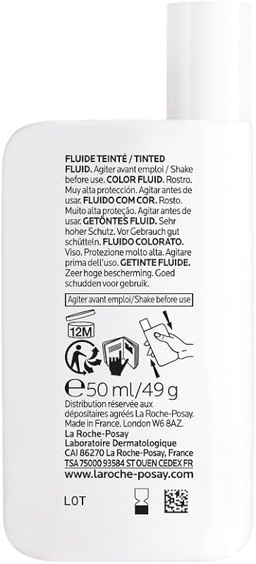 La Roche Posay Protetor Solar Tingido, SPF50+, Previne o Stress Oxidativo, Resistente à Água, Suor e Areia, Fórmula com Mexoryl 400, Fluido Invisível, Anthelios UV-MUNE 400, 50 ml