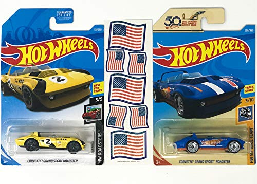 HW Corvette Grand Sport Roadster Hot Rod Bundle Plus American Flag Stickers