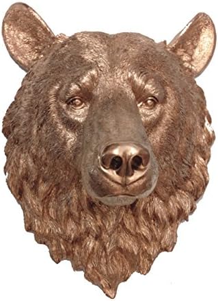 Fake Bronze Bear Head | Faux Taxidermy | Fake Bronze Resin Bear Head Mount | Faux Taxidermy Studio (Bronze, 17.5" (H))