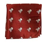 100% Woven Silk Red Skull and Crossbones Patterned Pocket Square