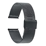 TRUMiRR 16mm Watchband Mesh Stainless Steel Metal Watch Band Strap Bracelet for Motorola Moto 360 2 (2nd Gen 42mm Women's 2015),Huawei Talkband B3 with Tool and Spring Bar, Black