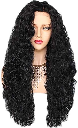 Maycaur 180 Density Short Curly Synthetic Lace Front Wigs #5 Light Brown Color Hair Glueless Lace Wigs for Black Women 18 Inch