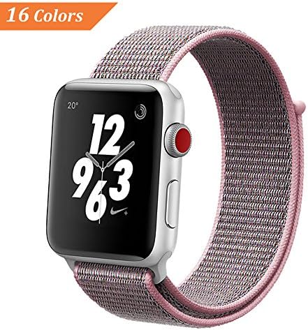 NCMASTER for Apple Watch Band 38mm 42mm Women Men iWatch band Nylon Sport Loop Band Series 1 2 3 Apple Watch Band Replacement Parts Watch Strap (1 or 6 packs) (pink sand, 38mm)