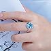CiNily Silver Blue Fire Opal Aquamarine for Women Jewelry Gemstone Ring Size 7