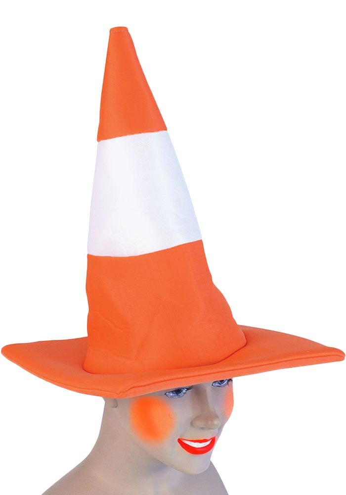 Orange and White Traffic Cone Fancy Dress Hat