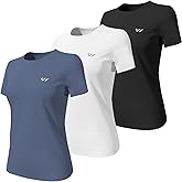 3-5 Pack Workout Shirts Women Running Quick Dry Crew Neck Gym Moisture Wicking T-Shirts Athletic Yoga Tee Top UPF 50+