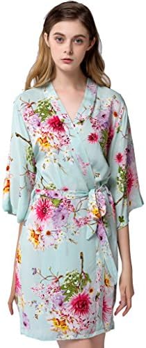Isoft Women's Short Kimono Robes, Bridesmaid robe and gift Plus Size Mint
