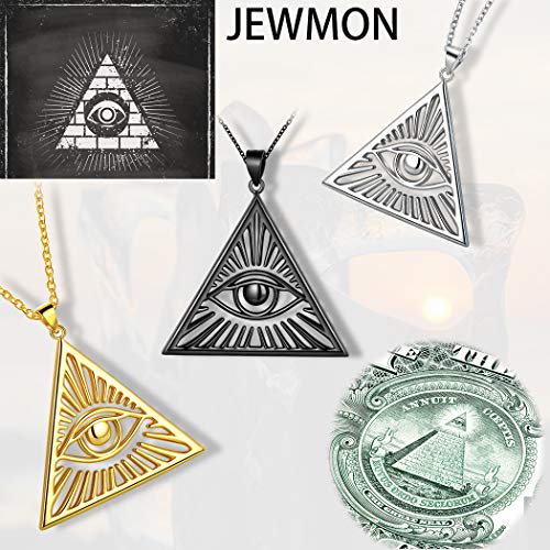 Astrological-Symbol-Necklace-for-Women-Mens-Pendant-925-Sterling-Silver-Eye-of-Evidence-Necklace-Crescent-Black-Moon-and-Cross-Necklace-Wiccan-Jewelry-for-Boys-and-Girls-Gift-with-Gift-Box