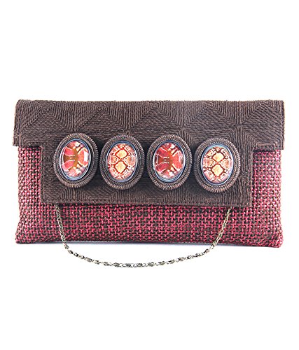 SAISHA Womens Clutch (Brown&Maroon) (Modish)