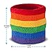 Suddora Striped Wristbands, Wrist Sweatbands for Men & Women, Moisture-Wicking Thick Cotton Bands for Working Out, Gymnastics, Basketball, Tennis, Football, 4-inch Rainbow Bands for Costume, Pair