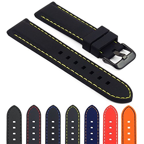 StrapsCo Rubber Diver Mens Watch Band - Quick Release Strap - Choice of Buckle - 18mm 20mm 22mm 24mm