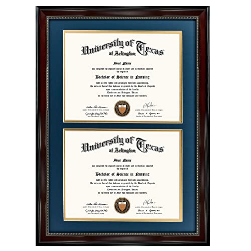 GraduationMall 14x20 Double Diploma Frame, Display 8.5x11 Certificate