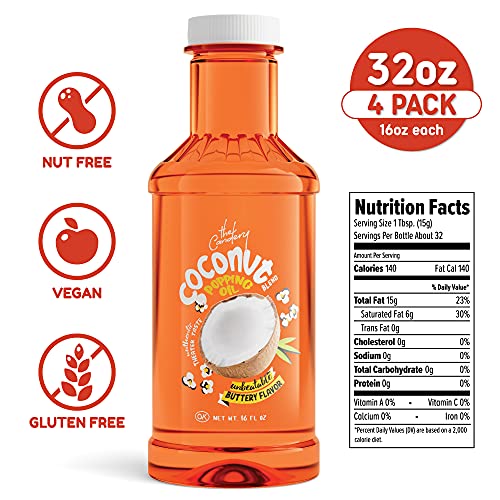 Coconut Popcorn Popping and Topping Oil Soy Blend with Authentic