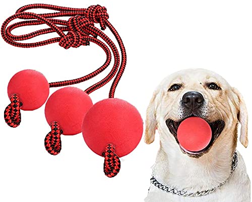 Enzege 3 Pcs Rubber Dog Rope Ball, Training Dog and Chew Toy