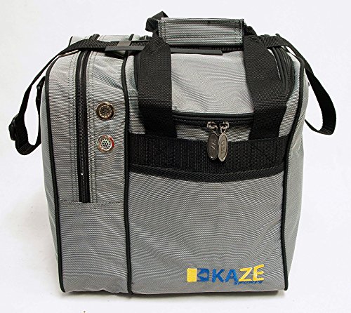 KAZE SPORTS Deluxe Single Ball Bowling Tote Bag, Gray/Black