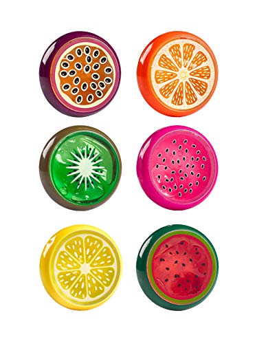 YoYa Toys Fresh â€˜N Slimy Fluffy Fruit Slime [6-Pack] | Kiwi, Lemon, Orange, Watermelon, Dragon Fruit & Passion Fruit Sludge Slimes 3 Straws to Make Bubbles | Great Kids & Adults