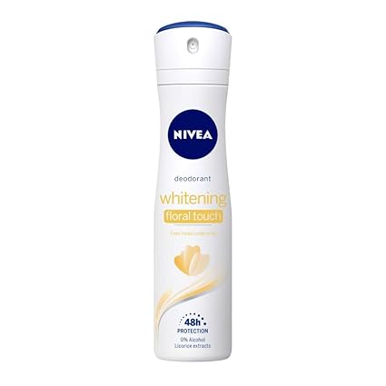 NIVEA Whitening Floral Touch Deodorant, 150ml, for Even toned underarms 48h Gentle Care with Vitamin C & 0% Alcohol