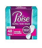 Poise Ultra Thin Incontinence Pads, Maximum Absorbency, Unscented, Regular, 4 Packs of 48 Pads, 192 Total