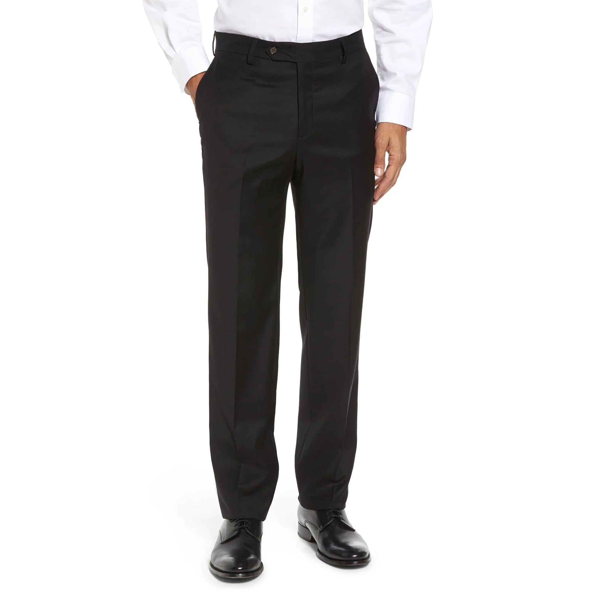 Mens Classic Fit Flat Front Hidden Expandable Waist Dress Pants No Iron ...