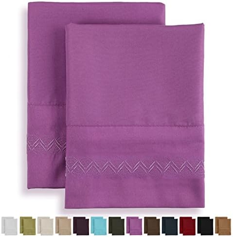 Standard Size Soft Pillowcase Set - Brushed Microfiber Luxury Comfort - 1800 Thread Count Bedding Linens – Magenta Purple - 2 Pack - Victoria Collection by Jessie Porter