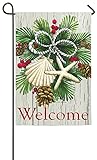 Evergreen Suede Coastal Christmas Garden Flag, 12.5 x 18 inches