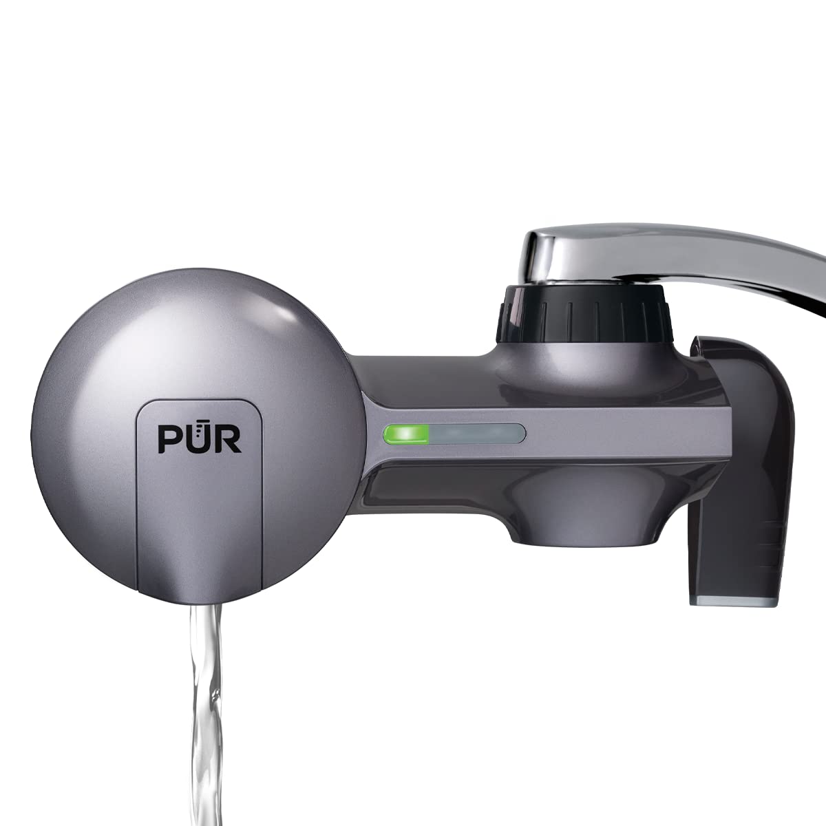 Photo 1 of PUR PLUS Faucet Mount Water Filtration System, 3-in-1 Powerful, Natural Mineral Filtration with Lead Reduction, Horizontal, Metallic Grey, PFM350V