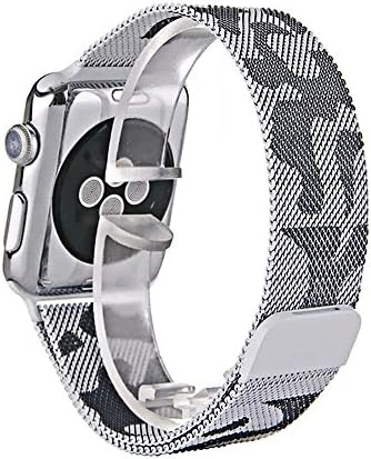 For Apple Watch Bands 42mm white, Azadodo Stainless Steel Mesh Milanese Loop Replacement Metal iWatch Band with Magnetic Clasp for Apple Watch Series 3 2 1 Sport Edition (Milanese - Camo White, 42mm)