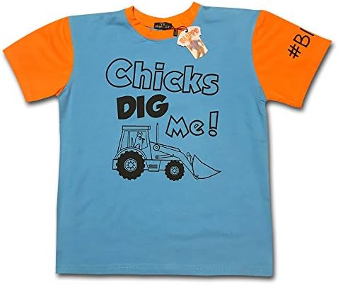 Funny Boys Tractor Shirt by Blippi - Chicks Dig Me! Blue and Orange