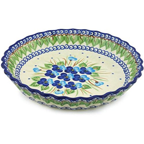 Click Here to See More Images Ceramika Bona H0708H Polish Pottery Ceramic Fluted Pie Dish Hand Painted, 10-Inch