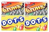 Set of 4 Gummy Candy Dots - 6.5oz per Box - Features Two Flavors Including Original and Crows Black Licorice - Perfect for Movie Night!