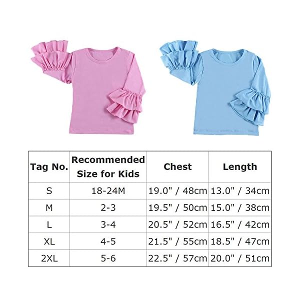Girls Icing Lotus Ruffle Cotton T-Shirt Long-Sleeve Cuff Undershirt School Tee Christmas Raglan Casual Blouse - Image 3