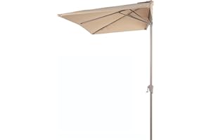 COBANA 7.5’by 4’Half Rectangular Outdoor Patio Umbrella for Patio, Balcony, Garden, Deck, Beige
