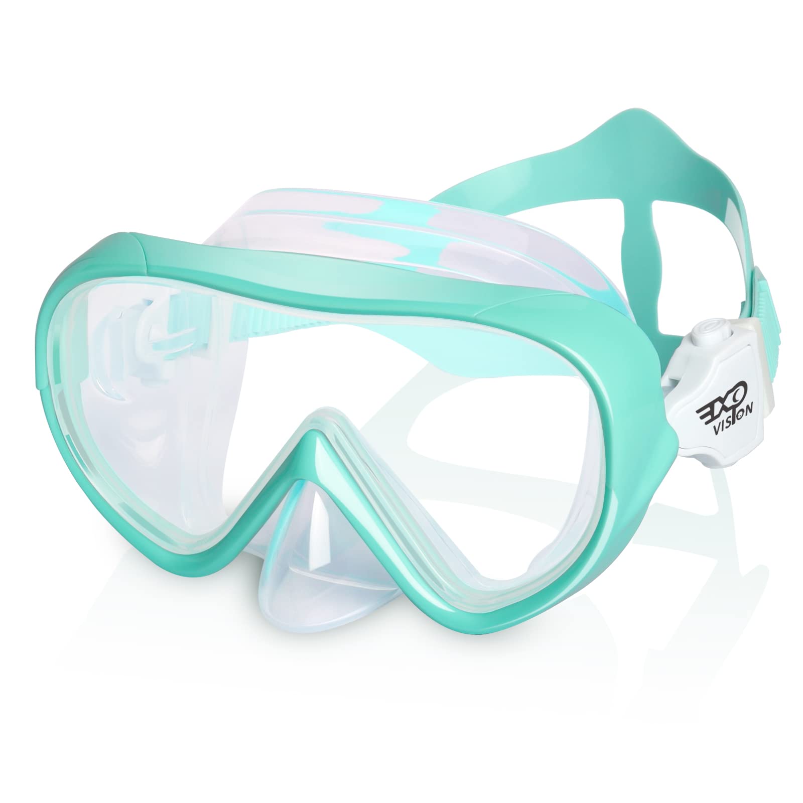 Kids Swim Mask 180° Snorkel Diving Mask, Anti-Fog Child Swim Goggles with Nose Cover No-Leak Swimming Goggles Anti-Shattered Lens for Youth 4-15 (Aqua)