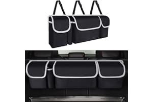 HENWUBEI Backseat Trunk Organizer - Car Hanging Organizer Foldable Seat Back Cargo Storage Space Saving Bag with Adjustable S