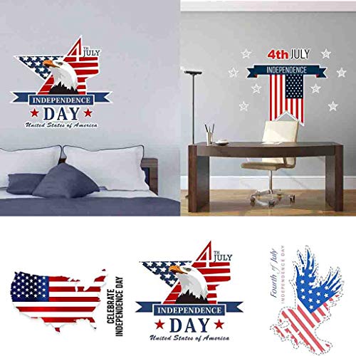 image for NedolQ DIY Wall Sticke,Happy Independence Day USA Patriotic Fourth of 