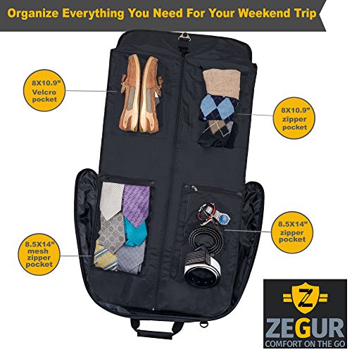 Zegur 40Inch 3 Suit Carry On Travel Garment Bag With Adjustable