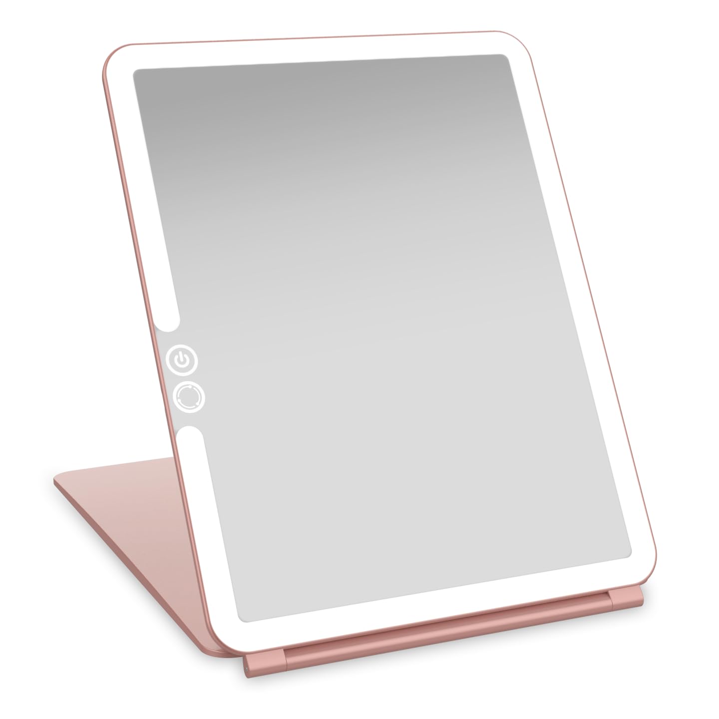 LUNA London Eclipse LED Lighted Travel Vanity Makeup Mirror | 3 Colour Light, Compact, Portable, Lighted, Rechargeable, Illuminated Mirror | Perfect for Travel, Makeup & Beauty Needs | Rose Gold — image 1