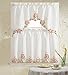 B&H Home Glory Floral Embroidered 3-Piece Kitchen Curtain Window Treatment Set (Peach)
