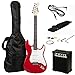 RockJam 6 ST Style Electric Guitar Super Pack with Amp, Gig Bag, Strings, Strap, Picks, Red (RJEG02-SK-RD)
