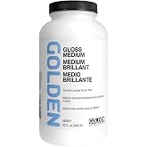 GOLDEN Gloss Medium, 32 fl. oz. Bottle | Artist grade liquid medium; creates glazes, extends colors, enhances gloss and flow. Transparent