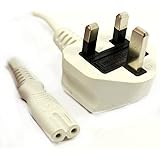 kenable Power Cord UK Plug to Figure 8 Fig of 8 Lead Cable C7 3m White