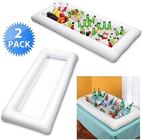 Inflatable Serving Buffet Salad Food &amp; Drink Tray- With Drain Plug(2 PACK),BBQ Picnic Pool Party Buffet Luau Cooler (2 PCS)