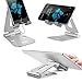 Skomet Foldable Aluminum Phone and Stand, Holder, Dock Compatible with iPhone, iPad, Samsung, Nintendo Switch, Tablet and All Smartphone Devices - with Dual Adjustable Panels - Silver