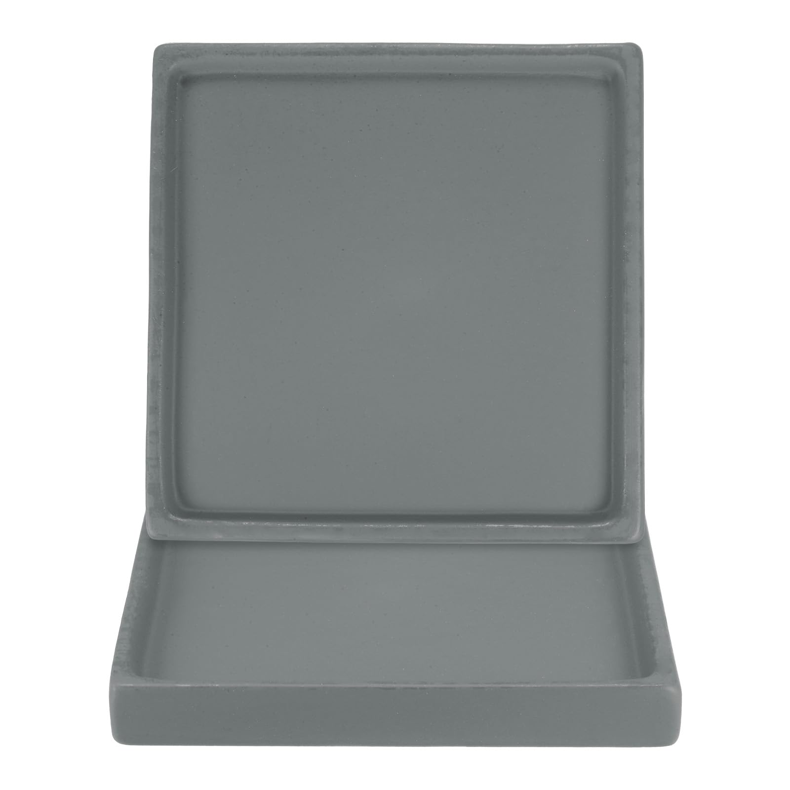 M METERXITY 2-Pack Ceramic Plant Saucer, 5 Inch Plant Water Catcher Tray, Plant Pot Saucers for Indoor/Outdoor Plants/Flower Drainage Drip Water Tray [Square Dark Gray]