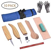 Wood Carving Tools Set/Wood Carving Hook Knife Kit for Beginners/Professional DIY Kit, Wood Spoon Carving Knife Tools/Wood Whittling Knife/Chip Carving Detail Knife in Roll Canvas Bag